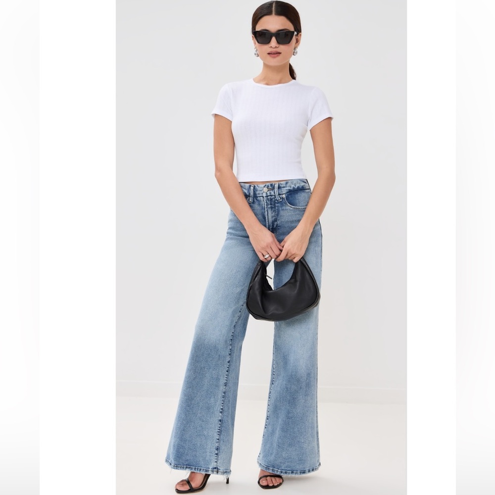 Last 1! NWT Good American Good Waist High Rise Palazzo Jeans - Picture 2 of 16